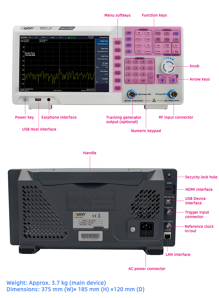 Spectrum Analyzer Tracking Generator 1.5Ghz - Draagbare spectrumanalysator 9kHz tot 1,5GHz met