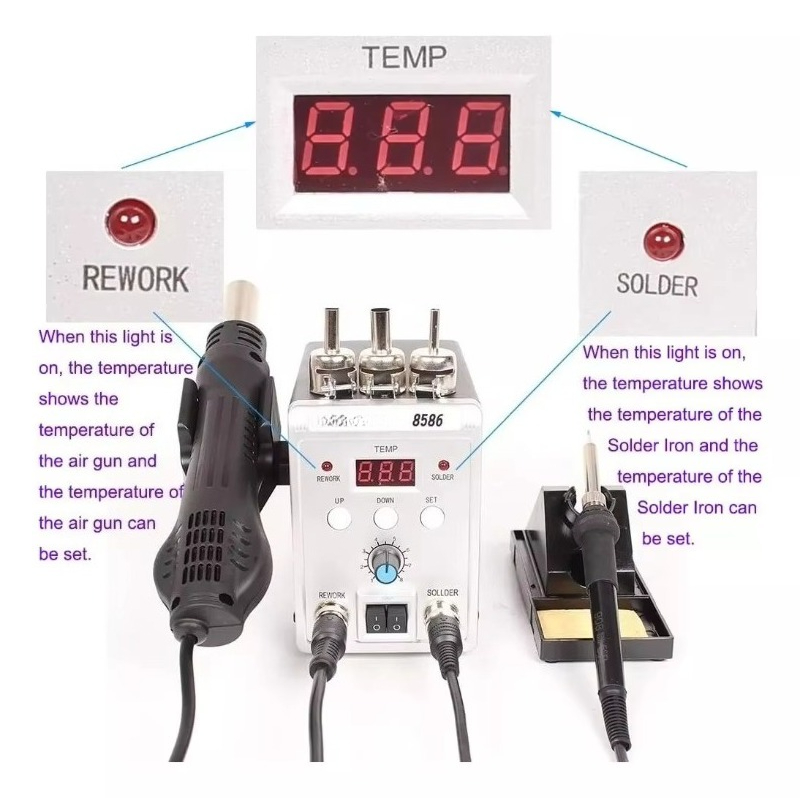 760W 8586 2-in-1 hetelucht-sol - Smd Rework Station Hot Air Soldering 2 In 1 recensie en prijs
